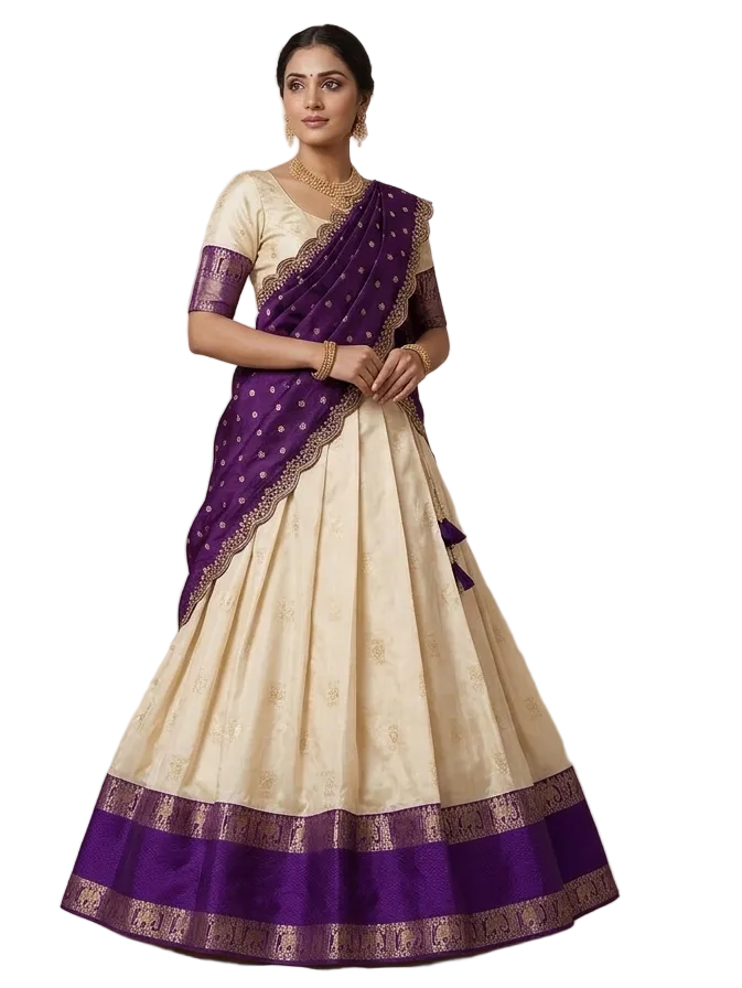Soft silks Half sarees Lehengas semi stitched VEHSS10