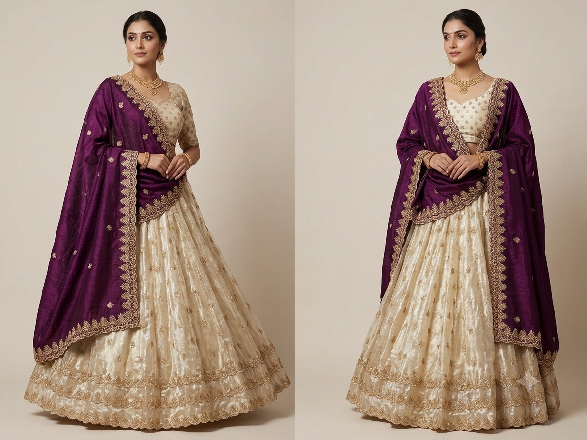 Half saree Semi stitched shimmer silk VEHSS08