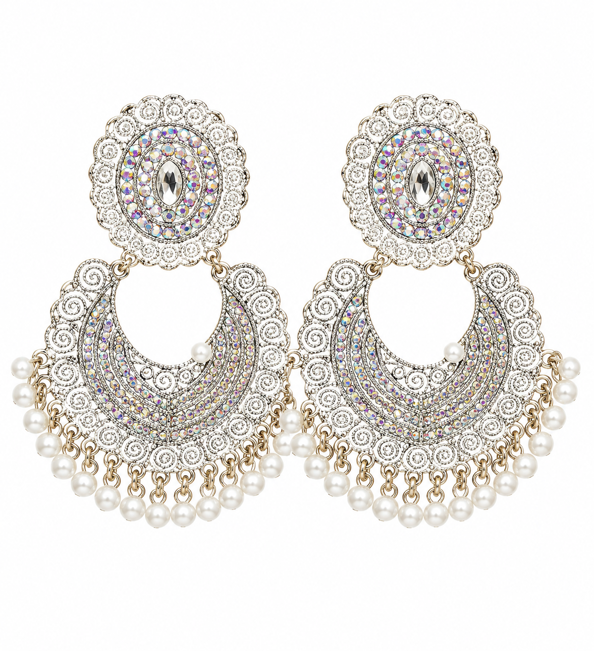 Indian Jhumka white beads