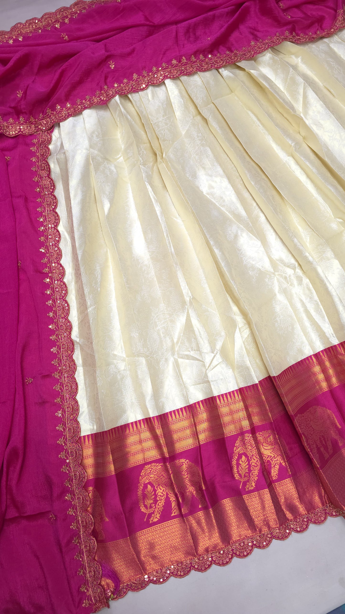 Half saree Semi stitched Rani Pink VEHSS04