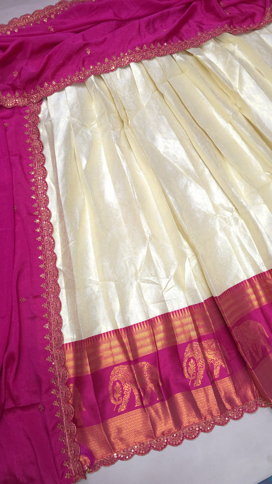 Half saree Semi stitched Rani Pink VEHSS04