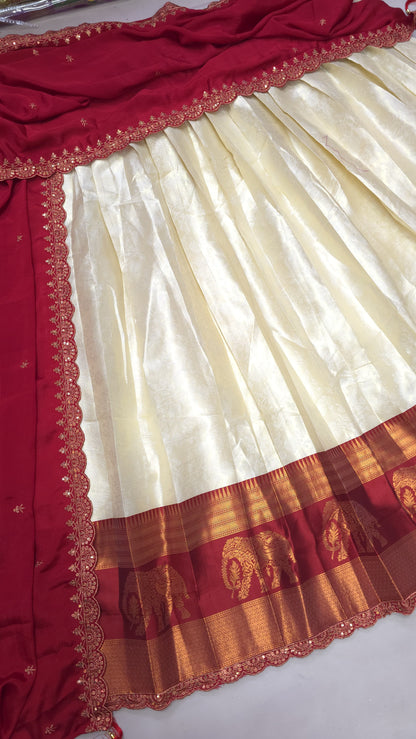 Half saree Semi stitched Maroon VEHSS05