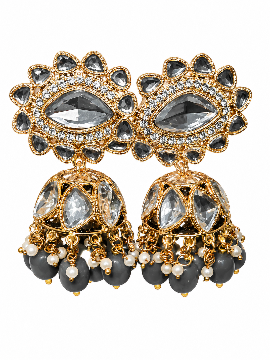 Kundan Jhumka Grey
