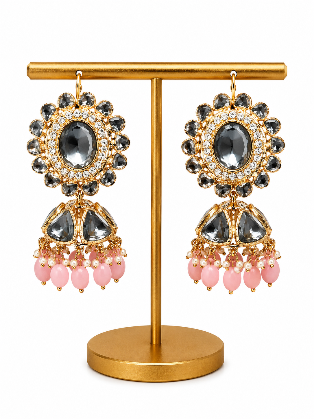 Kundan Jhumka Baby Pink