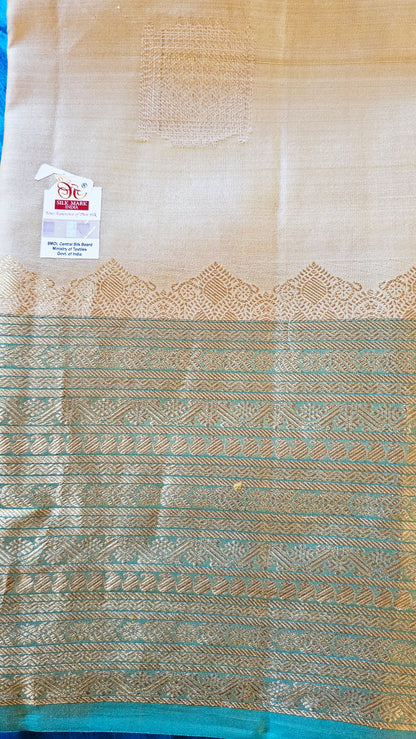 Kanjivaram Pure silk sarees Gold with Green VEK326