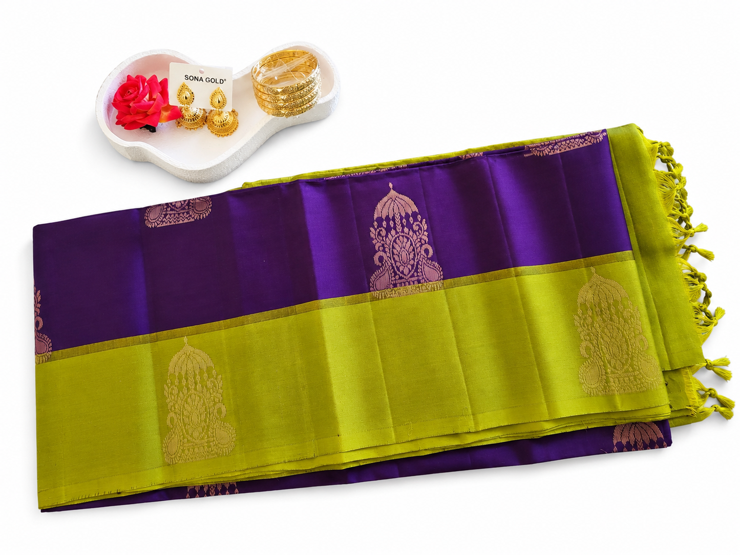 Kanjivaram Pure silk saree  Purple Bridal Kanchipuram  VEK323