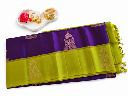Kanjivaram Pure silk saree  Purple Bridal Kanchipuram  VEK323