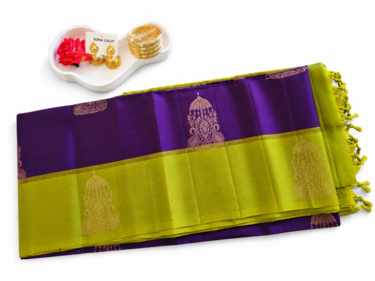 Kanjivaram Pure silk saree  Purple Bridal Kanchipuram  VEK323