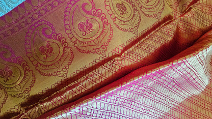 Kanjivaram Pure silk sarees Pastel Fully Gold Sari VEK328