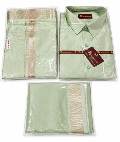 Premium Men's Shirt , Dhoti & Towel  (With Pocket Dhoti & Velcro)3pcs set's