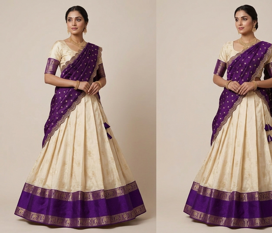 Soft silks Half sarees Lehengas semi stitched VEHSS10