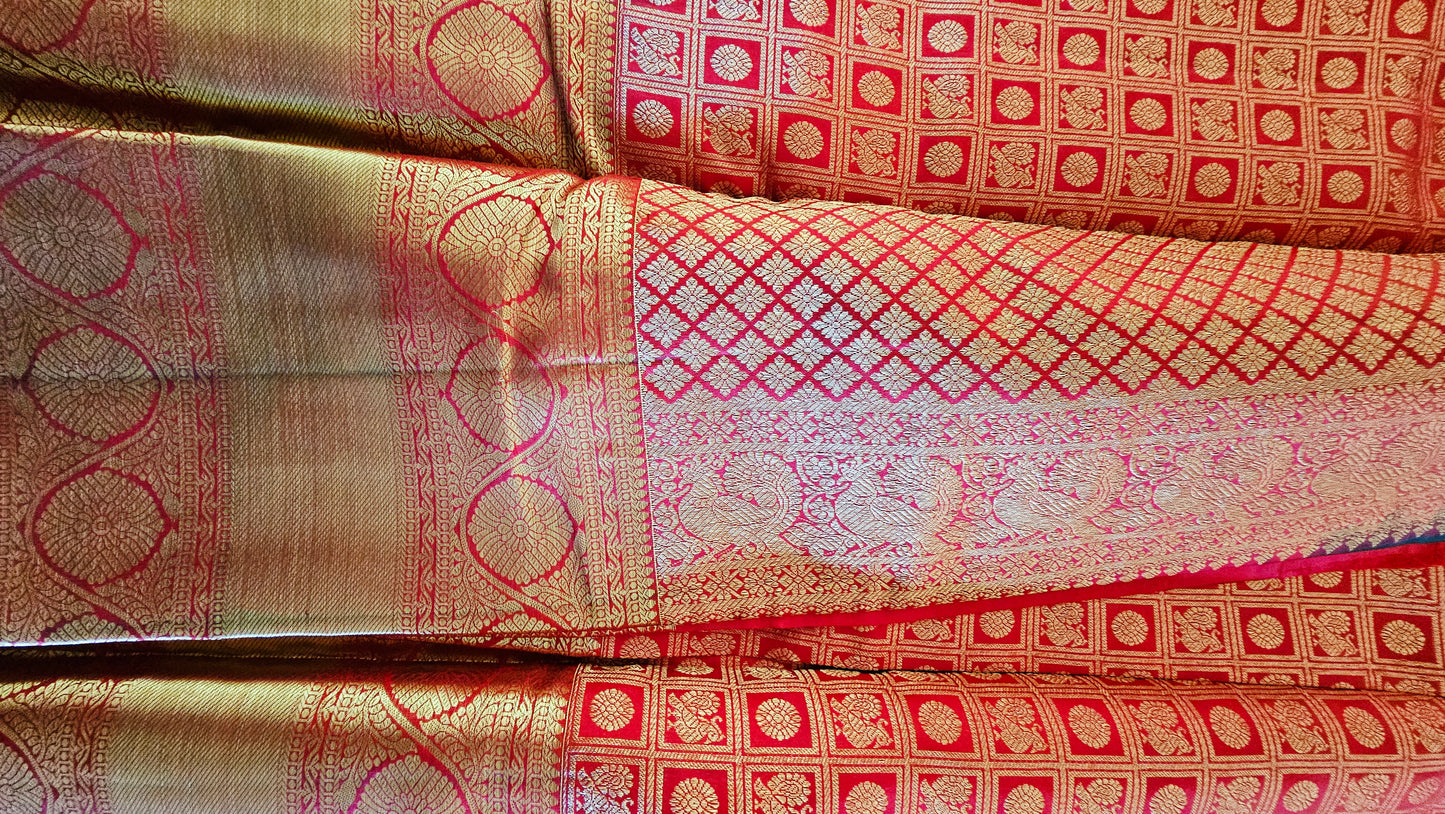 Kanjivaram Pure silk sarees Red VEK328