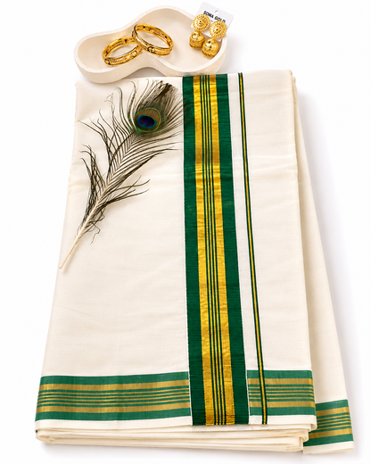 Kerala Kasavu sarees Green Border