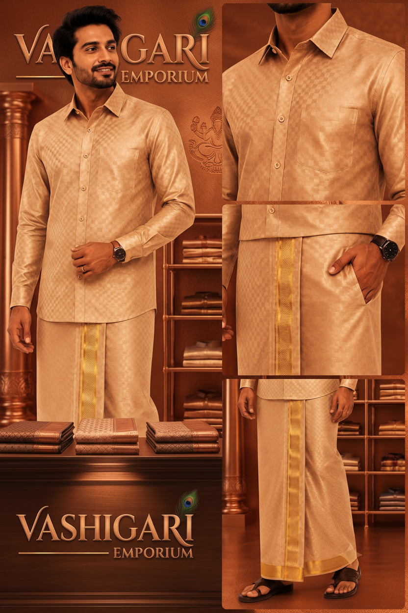 Premium Men's shirt's Dhoti sets copper square