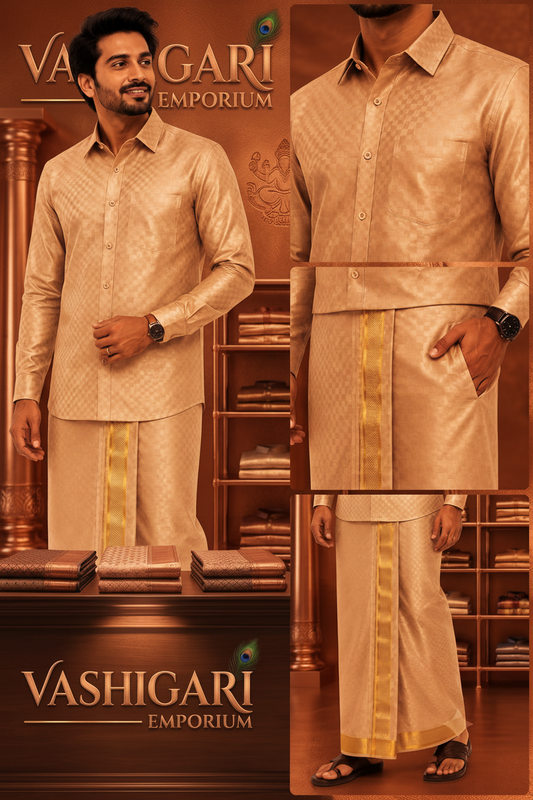 Premium Men's shirt's Dhoti sets copper square