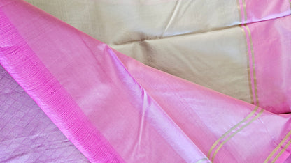 Kanjivaram Pure silk sarees off-white pink VEK325