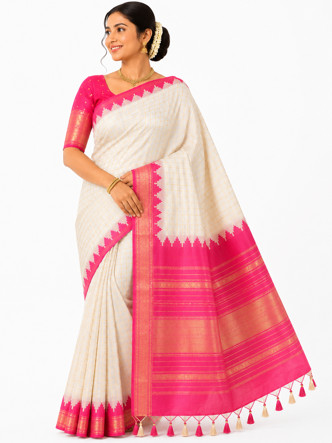 Onam Kattam Fancy checked silk sarees