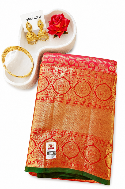 Kanjivaram Pure silk sarees Red VEK328