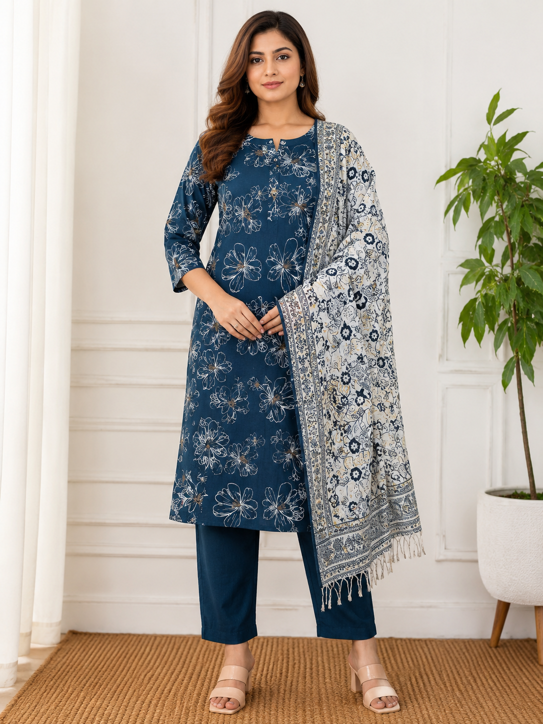 Floral soft cotton Salwar suits 3pcs set's