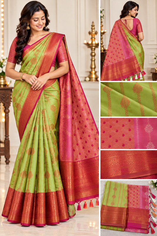 Kanjivaram soft silk kolam dot