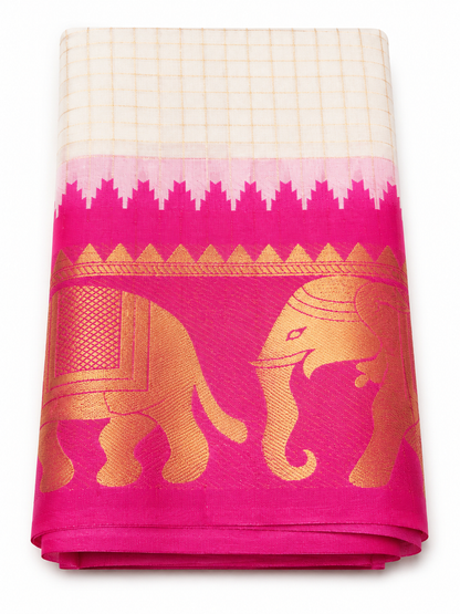 Onam Kattam Fancy checked silk sarees