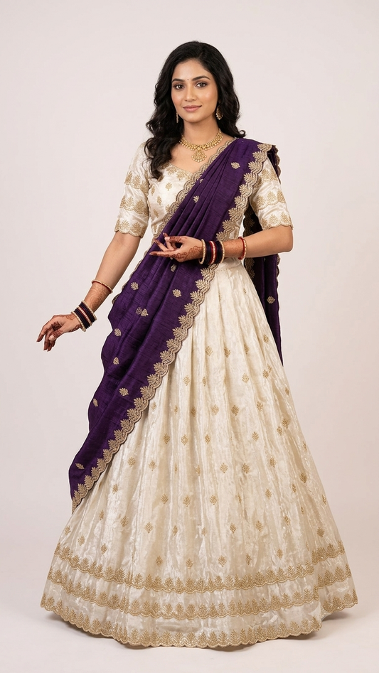 Half saree Semi stitched shimmer silk VEHSS09