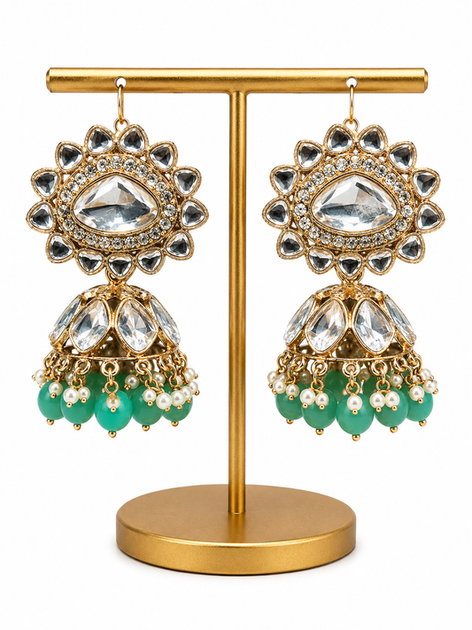 Kundan Jhumka Pista green