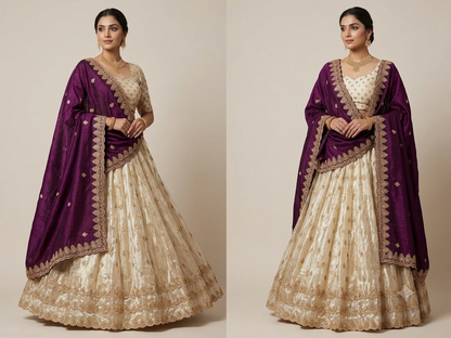 Half saree Semi stitched shimmer silk VEHSS08