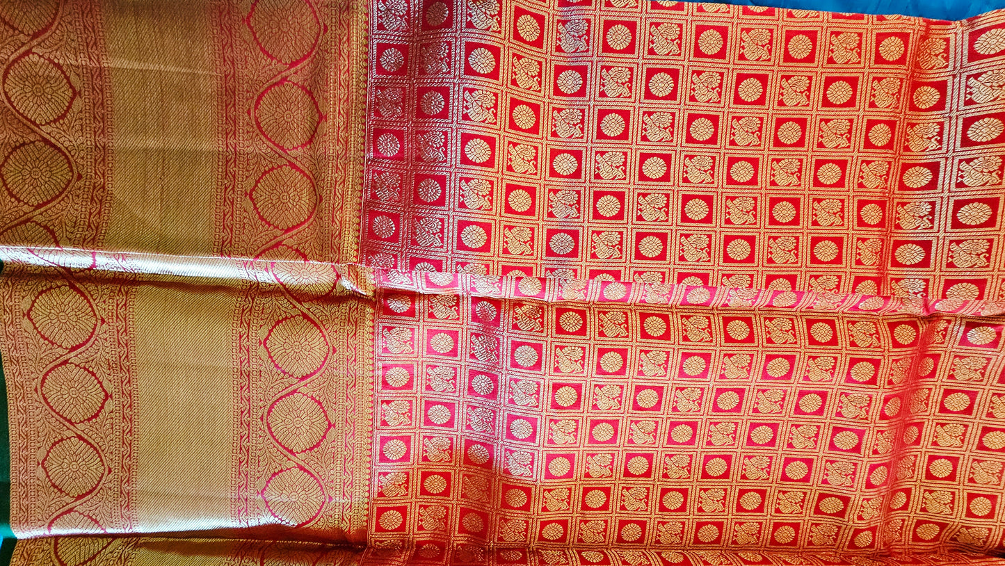 Kanjivaram Pure silk sarees Red VEK328