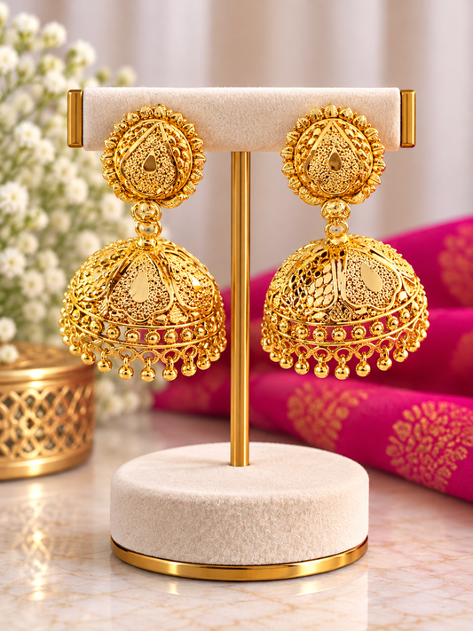 Elegant Gold Jhumka Earrings