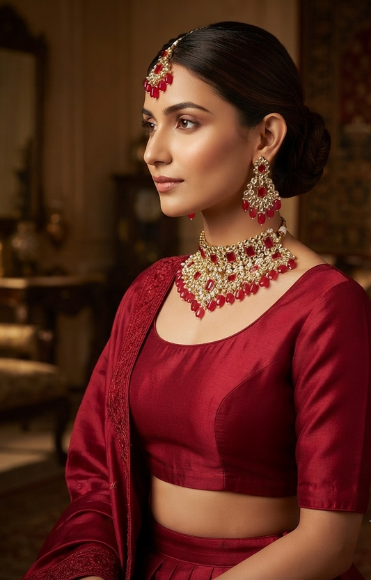 Sparking Red Kundan Jewellery set's