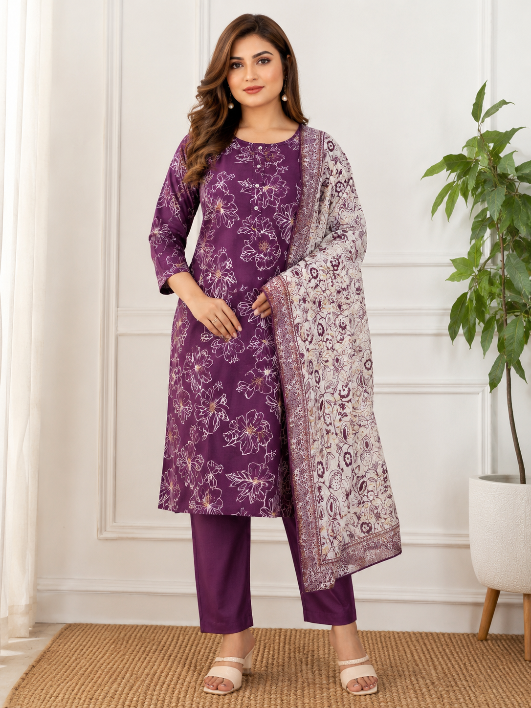 Floral soft cotton Salwar suits 3pcs set's