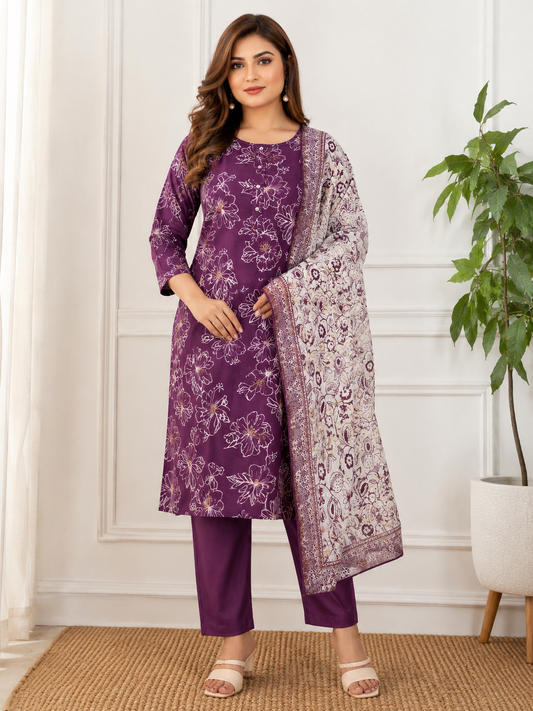 Floral soft cotton Salwar suits 3pcs set's