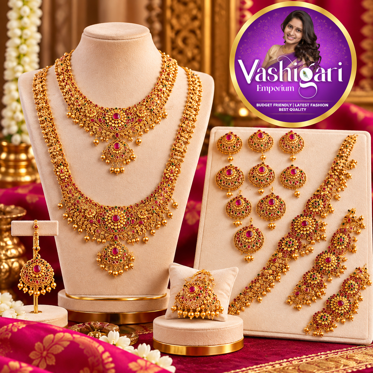 Antique Gold plated South Indian bridal jewellery set's