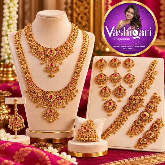 Antique Gold plated South Indian bridal jewellery set's
