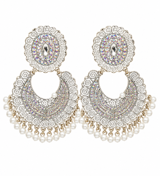 Indian Jhumka white beads