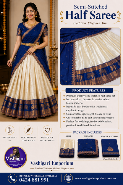 Half saree Semi stitched Blue VEHSS01