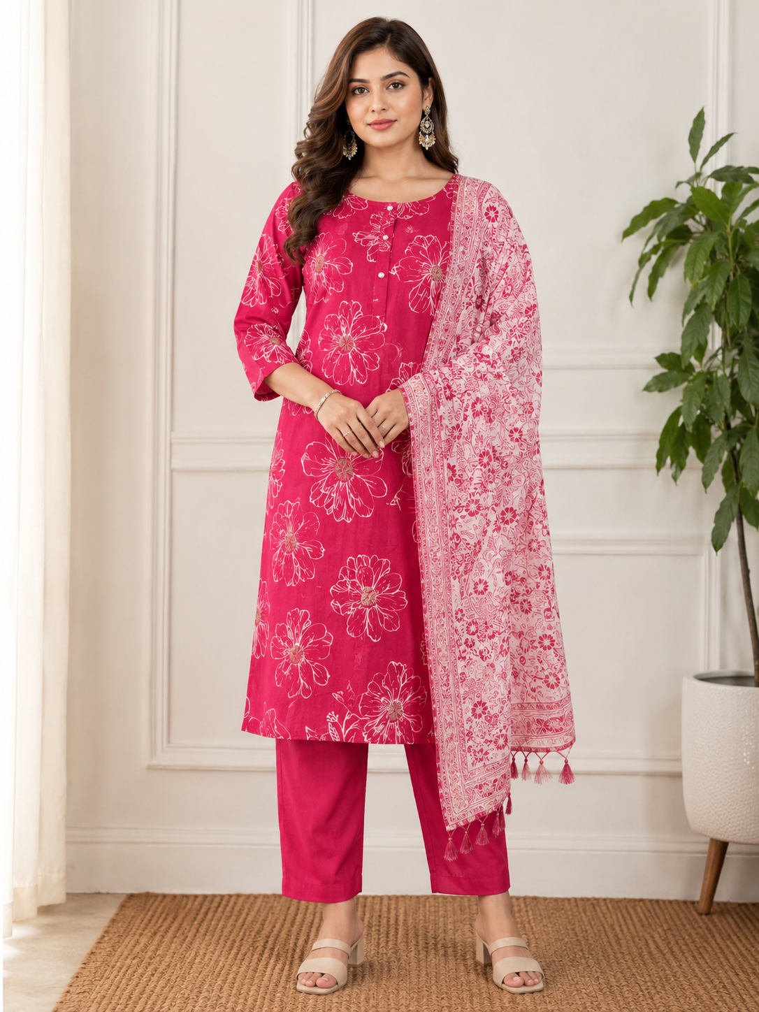 Floral soft cotton Salwar suits 3pcs set's