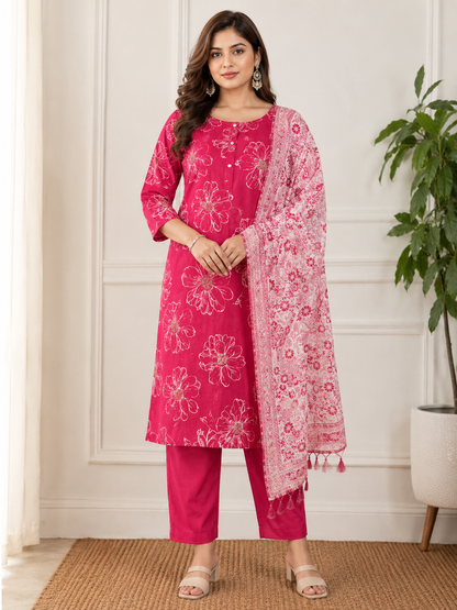 Floral soft cotton Salwar suits 3pcs set's