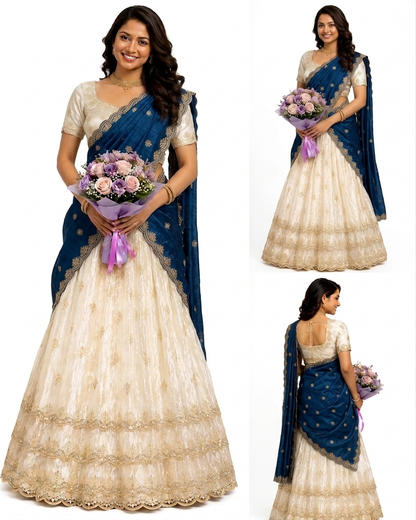 Half saree Semi stitched shimmer silk VEHSS06