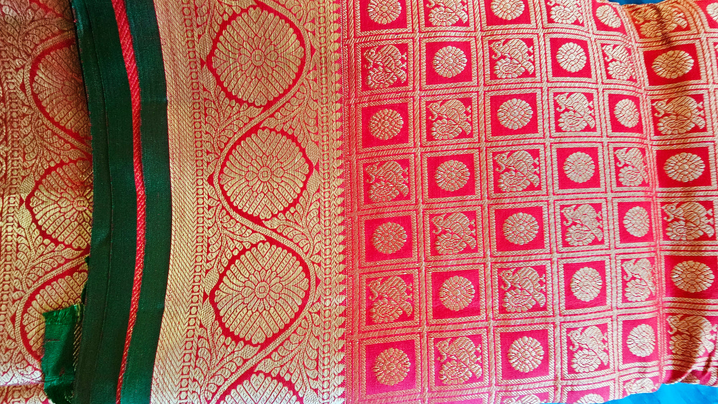 Kanjivaram Pure silk sarees Red VEK328