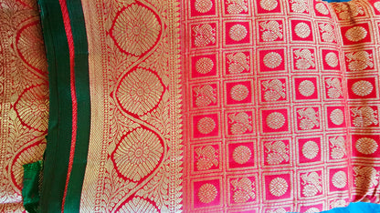 Kanjivaram Pure silk sarees Red VEK328