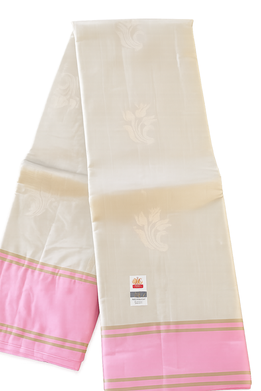 Kanjivaram Pure silk sarees off-white pink VEK325