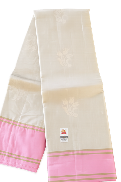Kanjivaram Pure silk sarees off-white pink VEK325