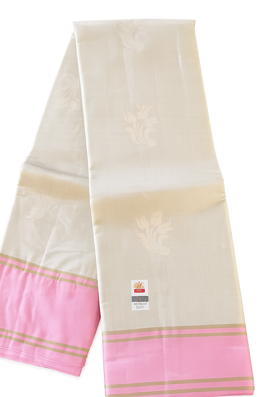 Kanjivaram Pure silk sarees off-white pink VEK325
