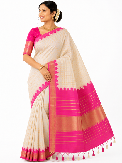 Onam Kattam Fancy checked silk sarees