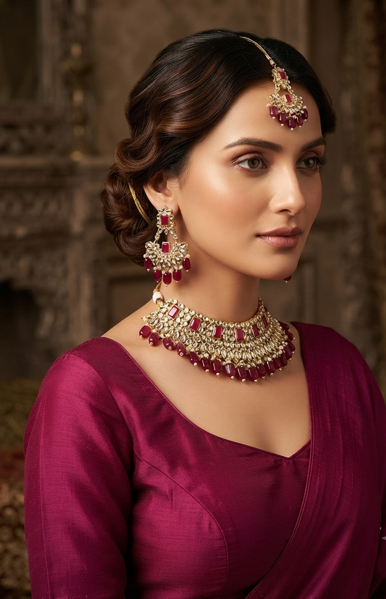 Sparking wine Kundan Jewellery set's
