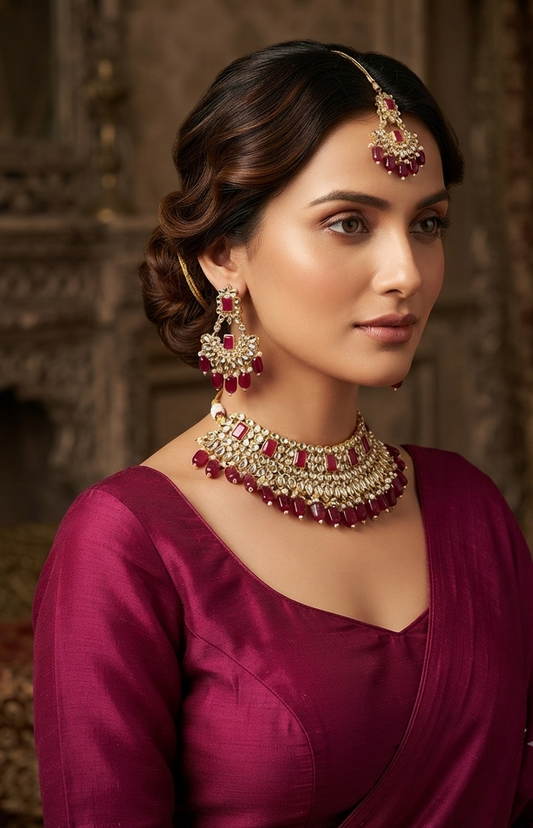 Sparking wine Kundan Jewellery set's