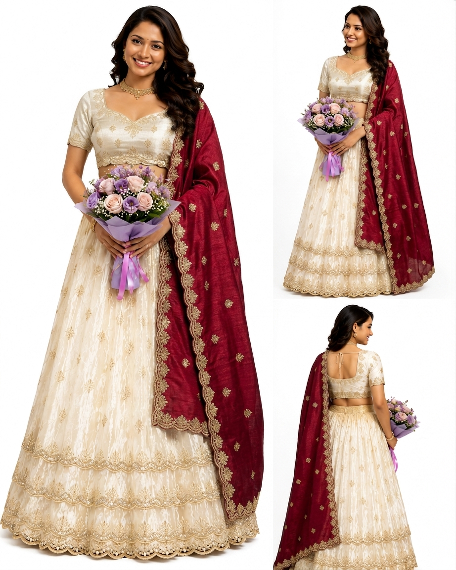 Half saree Semi stitched shimmer  silk VEHSS07
