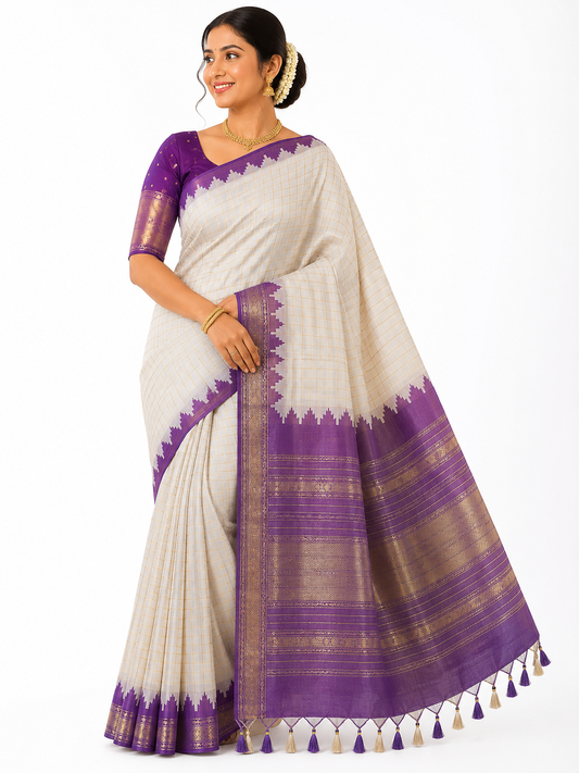 Onam Kattam Fancy checked silk sarees